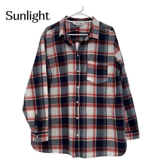 Old Navy Women SZ XXL Plaid Classic Shirt Red/Blue Button-Down Top Cotton Fabric - Picture 1 of 10
